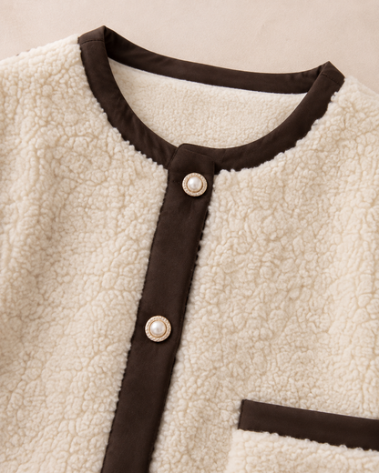 "Noemie" Contrast Teddy Jacket