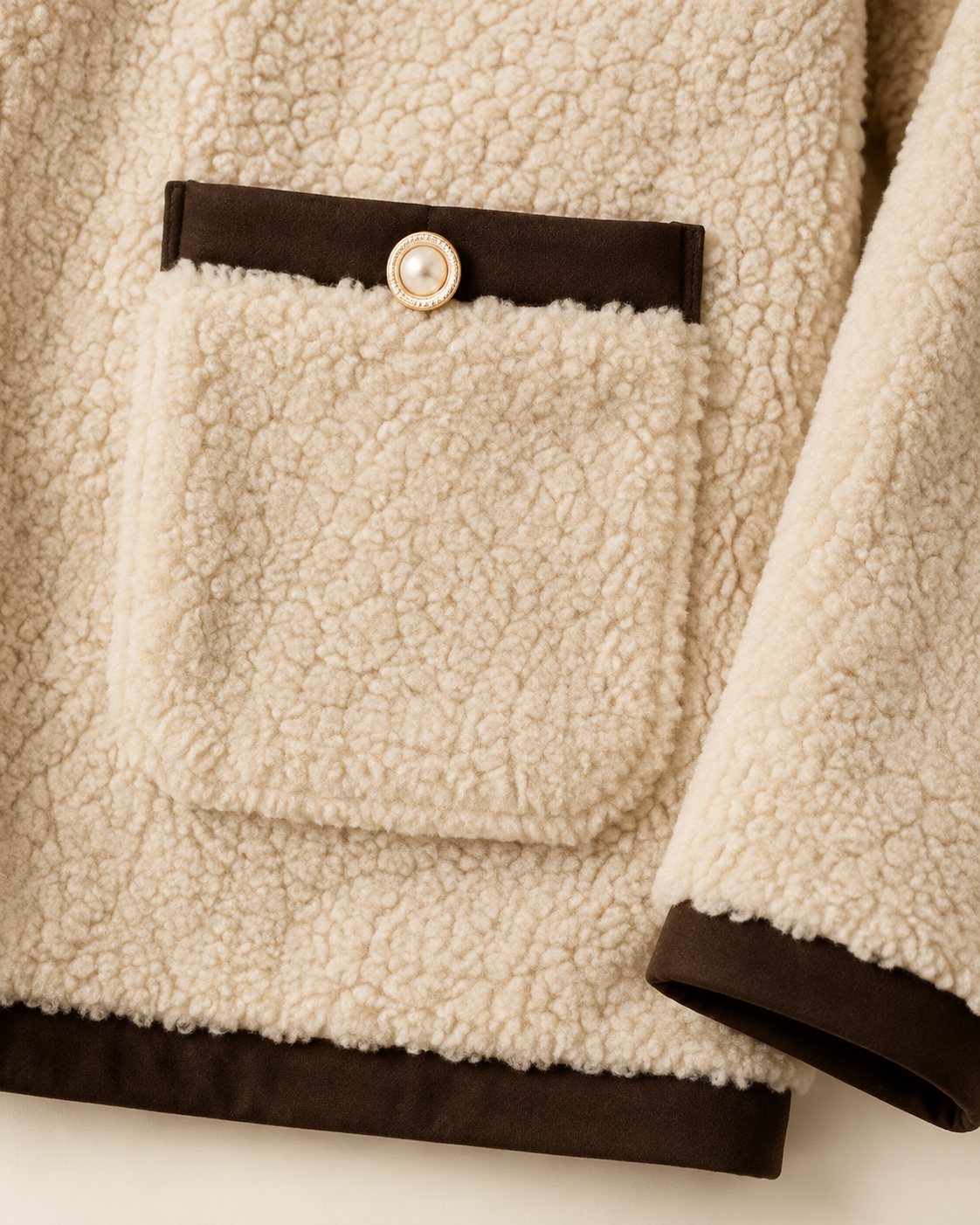 "Noemie" Contrast Teddy Jacket