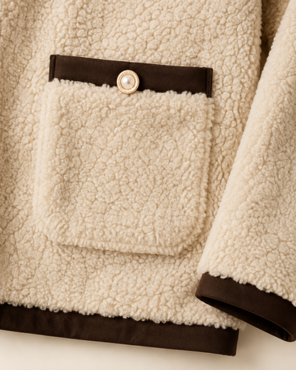 "Noemie" Contrast Teddy Jacket