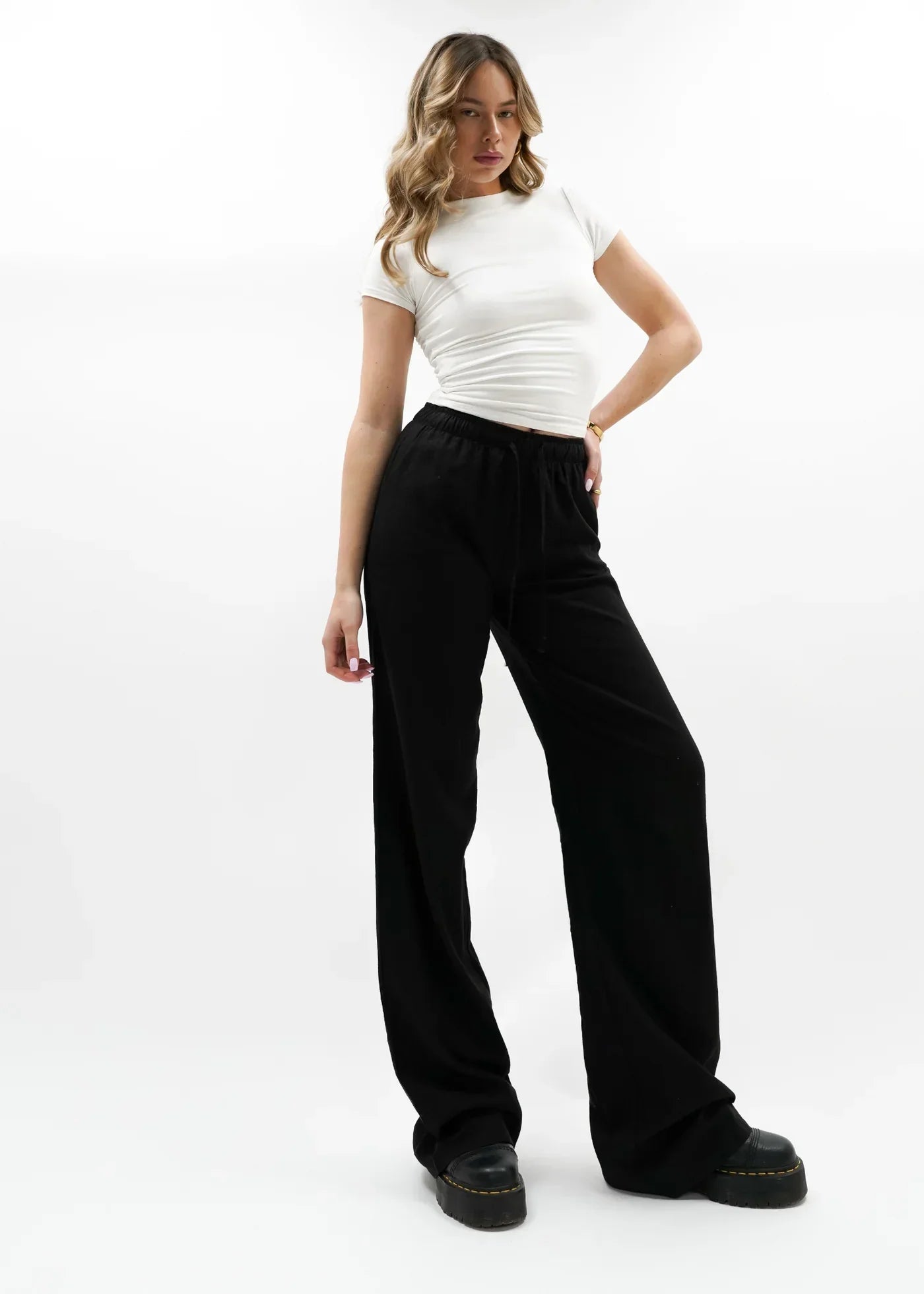 "Jennifer" Leinenhose Schwarz