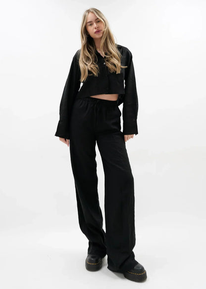 "Jennifer" Leinenhose Schwarz