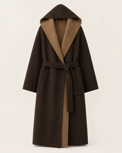 "Amalia" Contrast Hooded Coat