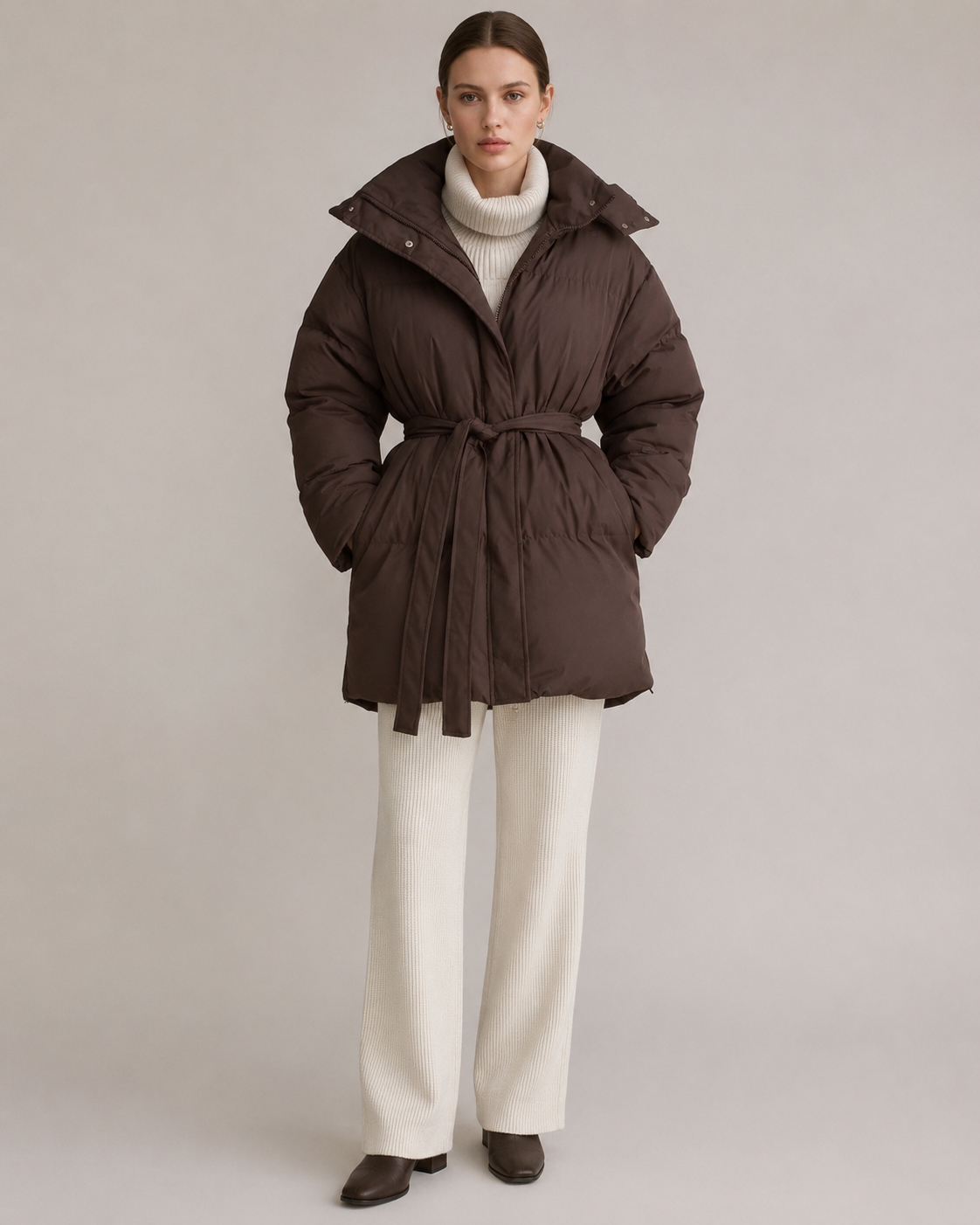 "Evelina" Belted Puffer Jacket