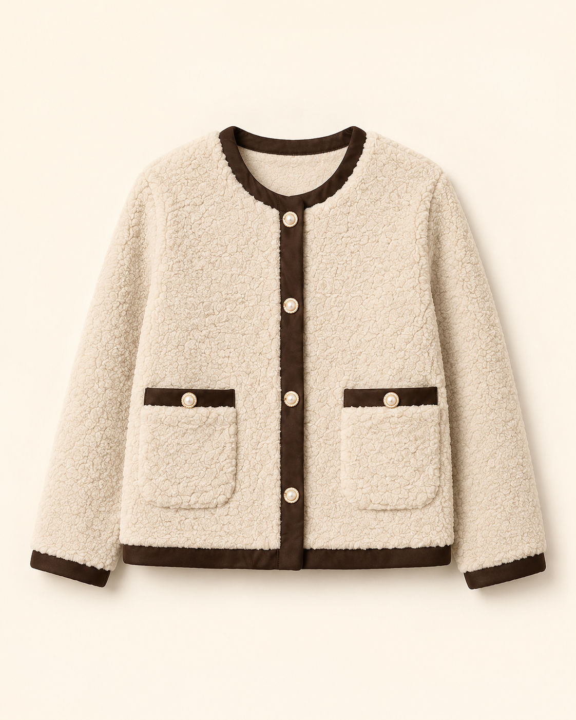 "Noemie" Contrast Teddy Jacket