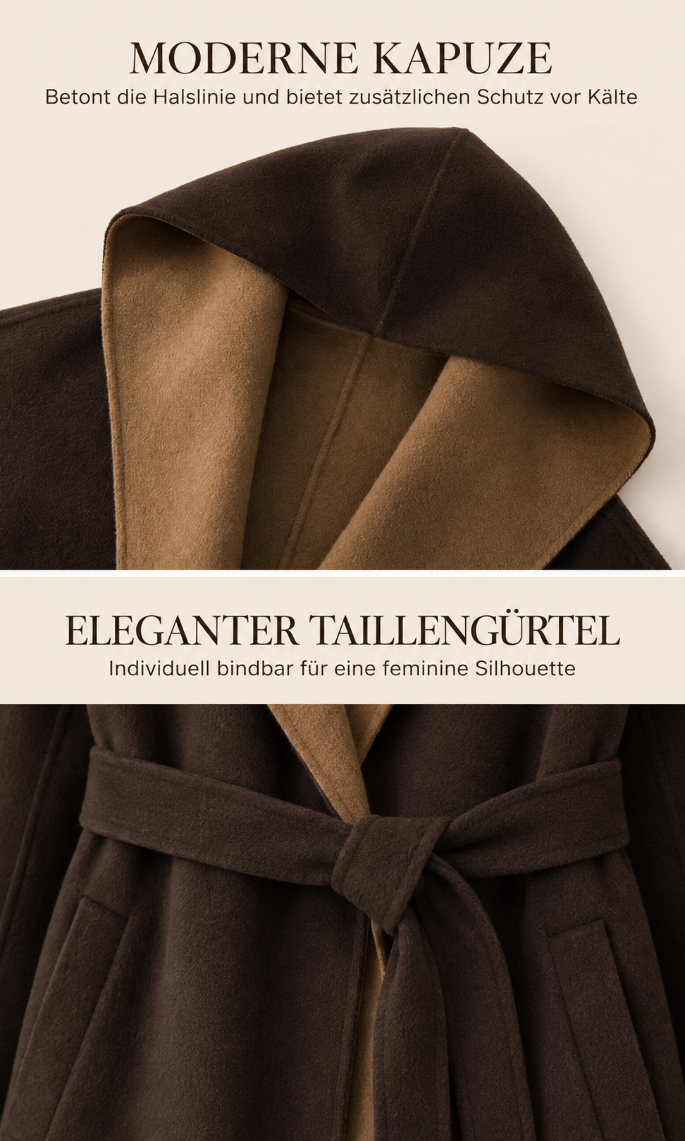 "Amalia" Contrast Hooded Coat