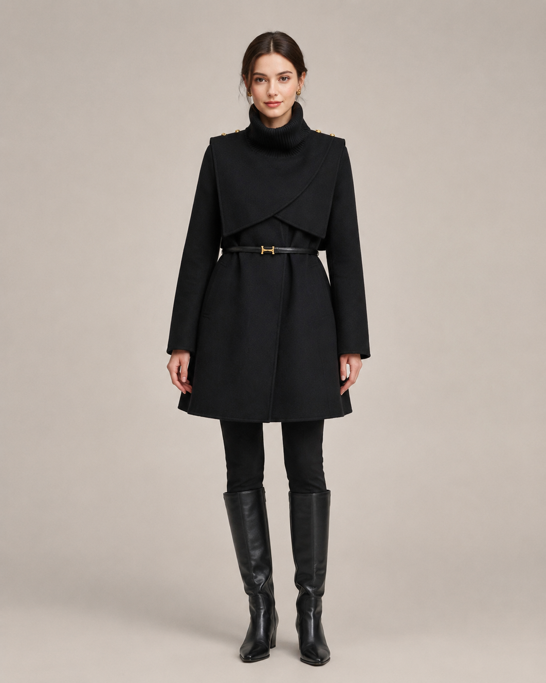 "Isabella" Layered Cape Coat